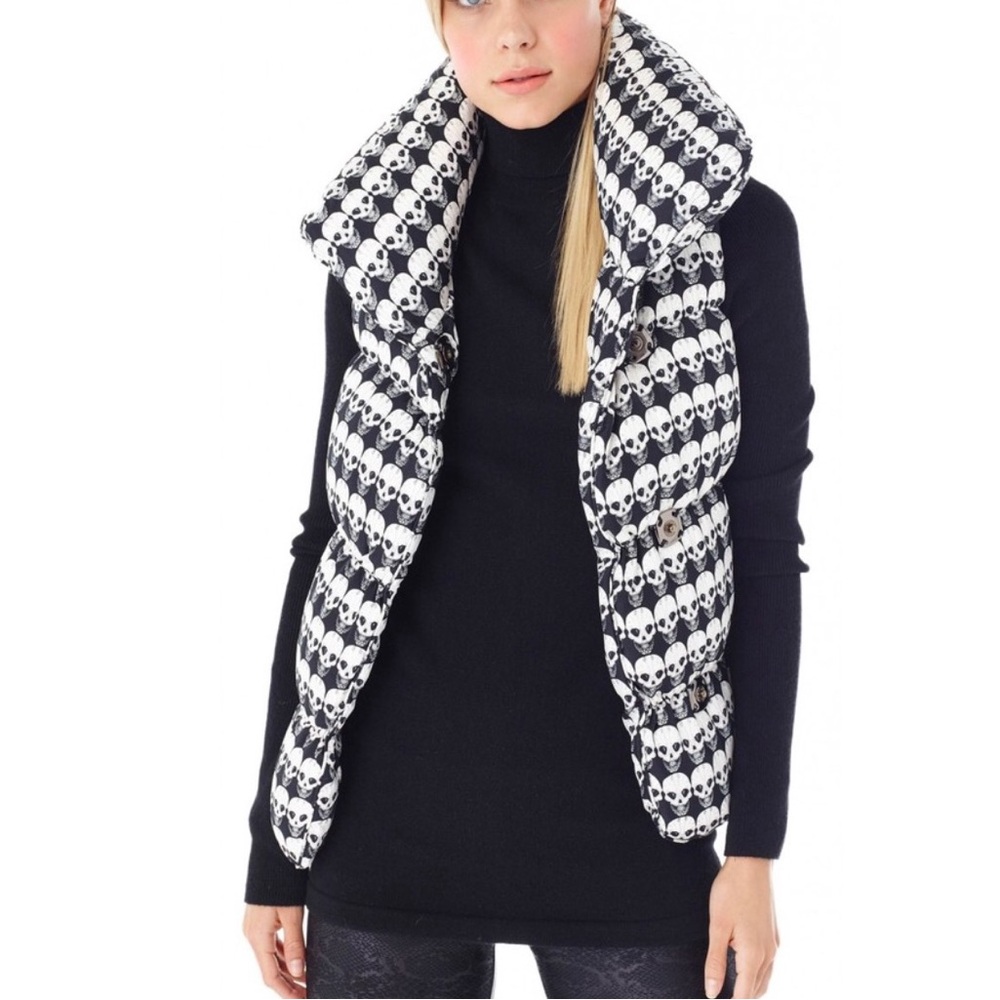 Thomas Wylde "Fortify" Skull Print Puffer Vest - Black and White